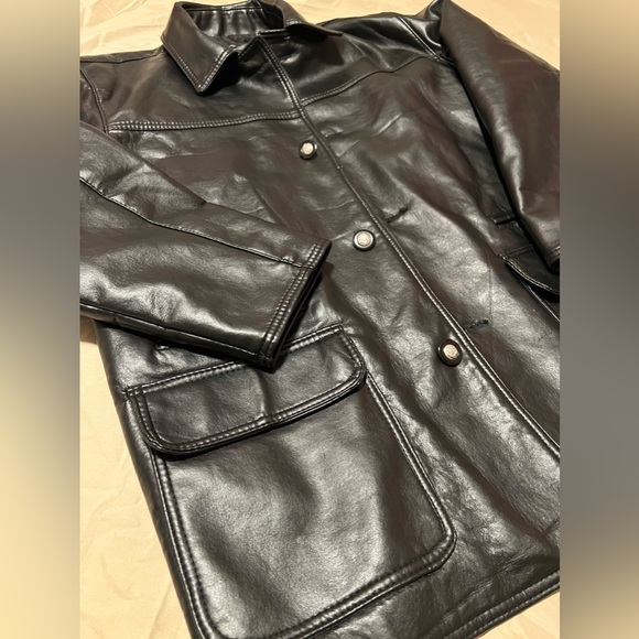 GV Jacket Mens Faux Leather Handmade Pockets Made In Italy - Picture 2 of 8